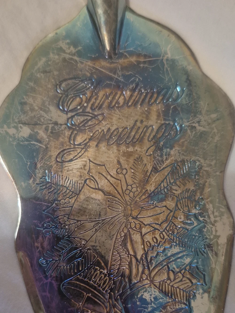 Godinger Silver-Tone Holiday Cake Server - Festive Greetings